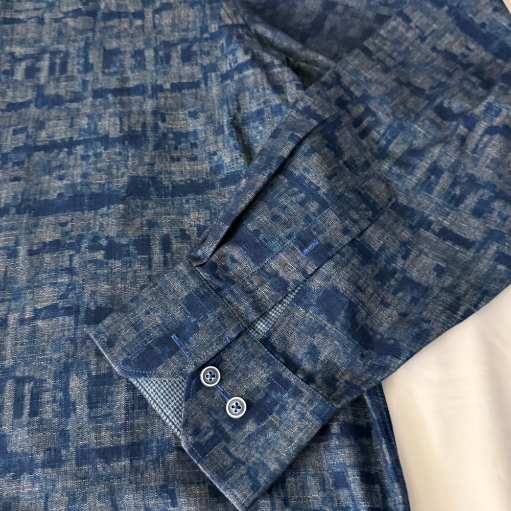 Bugatchi Uomo Classic Fit Patterned Blue & Gray L… - image 5